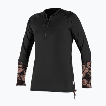 Women's swimming longsleeve O'Neill Front Zip Sun black/flo