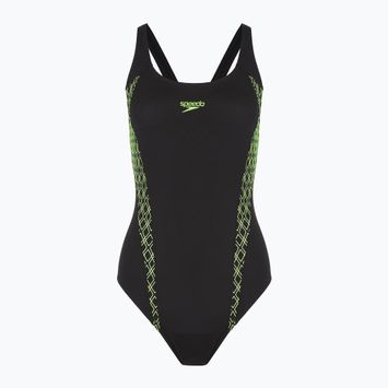 Women's one-piece swimsuit Speedo Panel Muscleback black/green
