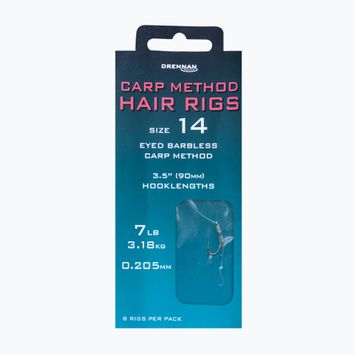 Drennan Carp Method Hair Rigs methadium leader with eyelet barbless hook + line 8 pcs clear HNHCMT014