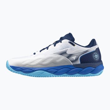 Mizuno Wave Enforce Court CC tennis shoes white/estate blue/river blue