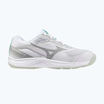 Children's volleyball shoes Mizuno Cyclone Speed 5 white/black/frozen emerald