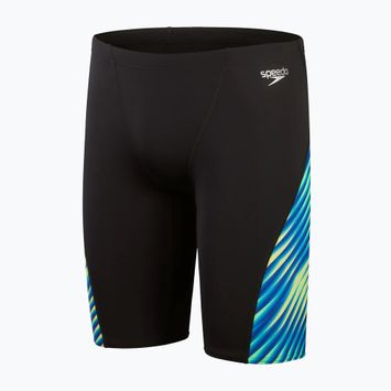 Men's Speedo Allover Digital V-Cut black/true cobalt swim trunks