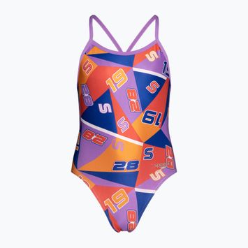 Speedo Allover Digital Vback children's one-piece swimsuit watermelon/true cobalt/sweet purple/man peel/white