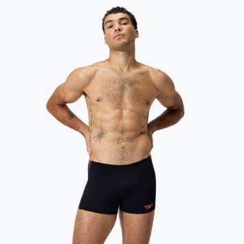 Men's Speedo Tech Panel Aquashort black/coral sands swimming boxers