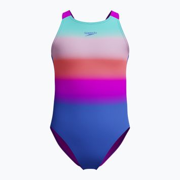 Children's one-piece swimsuit Speedo Placement Pulseback cobalt pop
