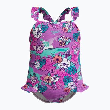 Children's one-piece swimsuit Speedo Learn To Swim Printed Frill Thinstrap neon violet