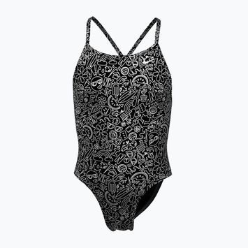 Nike Hydrastrong Charms Multi Print Lace Up Back black children's one-piece swimsuit