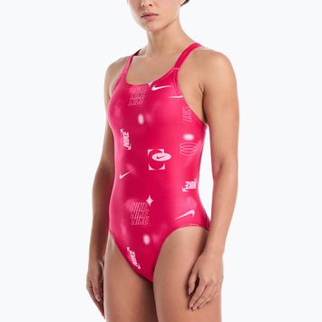 Women's one-piece swimsuit Nike Hydrastrong Fastback rush pink