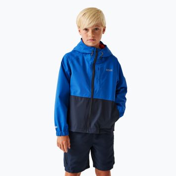 REGATTA Hanleigh II children's rain jacket olympian blue/navy/tangerine tango