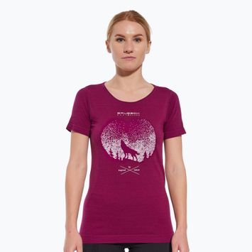 Women's thermal T-shirt Brubeck SS1272 Outdoor Wool Pro plum