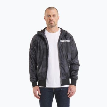 Men's Pitbull Athletic Logo Hooded Nylon jacket all black camo