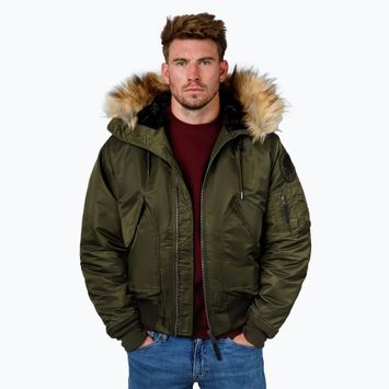 Men's Pitbull Harvest Hooded Bomber olive winter jacket