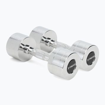TREXO chrome dumbbells 2x6 kg silver