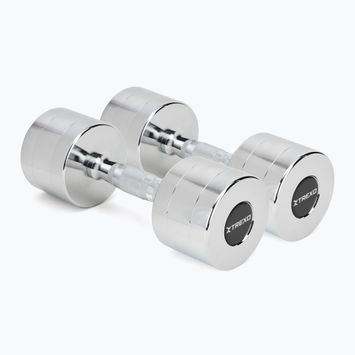 TREXO chrome dumbbells 2x9 kg silver