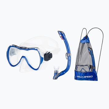 AQUA-SPEED snorkelling set Enzo + Evo mask + snorkel + bag blue