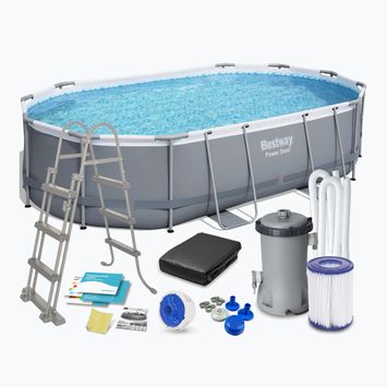 Bestway Power Steel Oval Pool Set 488 x 305 cm dark grey