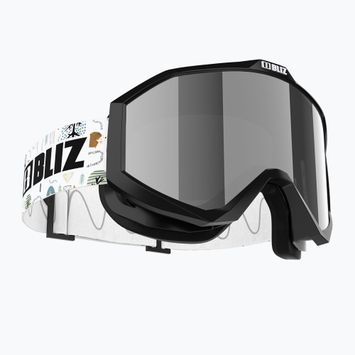 Children's ski goggles Bliz Liner Jr black white logo/brown&silver mirror