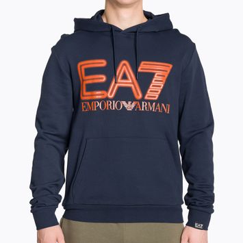 Men's EA7 Emporio Armani Train Logo Series Oversize Logo Hoodie Coft navy blue