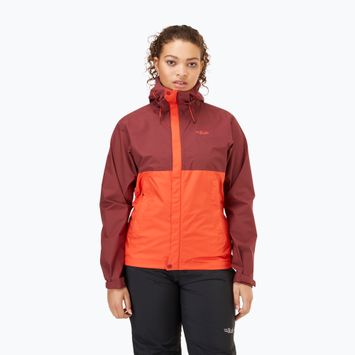 Rab Downpour Eco women's rain jacket orange and maroon QWG-83