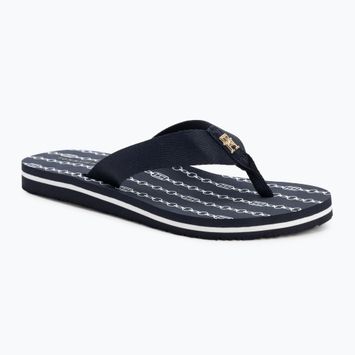 Tommy Hilfiger women's flip flops Chain Print Beach Sandal space blue