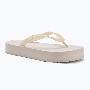 Calvin Klein women's flip flops YW0YW01830 Beach Sandal Flatform Tpu eggshell/bright white