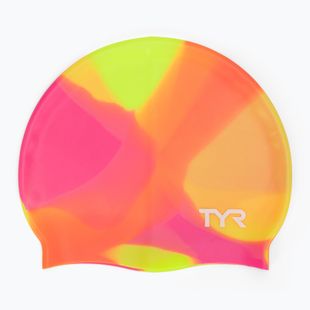 Children's swim cap TYR Tiedye Silicone Multicolor Jr yellow/pink/orange