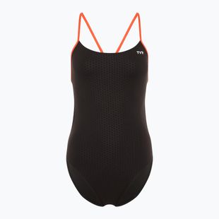 Women's one-piece swimsuit TYR Hexa Cutoutfit black/orange