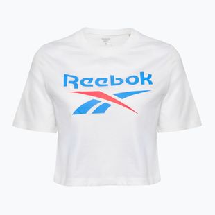 Women's T-shirt Reebok Identity Big Logo Crop Tee white/coral/blue