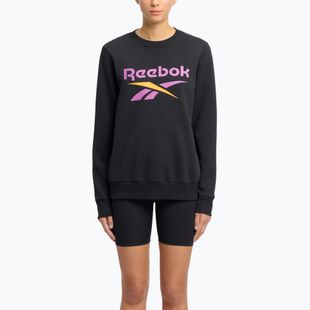 Women's Reebok Identity Big Logo Fleece Crew black/purple rave/electric amber sweatshirt