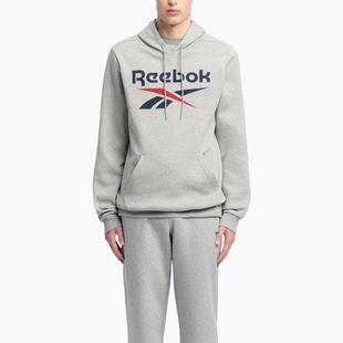 Men's Reebok Identity Big Logo Fleece Hoodie medium grey heater/vector navy/vector red
