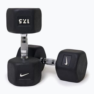Rubber-coated dumbbell Nike Strength Hex Dumbbell 17,5 kg black/white