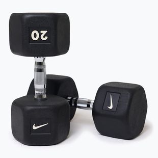 Rubber-coated dumbbell Nike Strength Hex Dumbbell 20 kg black/white