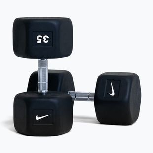 Rubber-coated dumbbell Nike Strength Hex Dumbbell 35 kg black/white