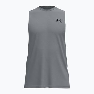 Men's training shirt Under Armour Left Chest Cut Off Tank steel light heather/black