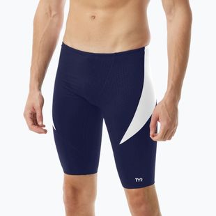 Men's swim jammers TYR Durafast Elite Curve Splice Hexa Jammer navy/white