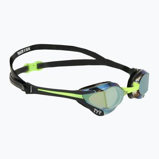 Swim goggles TYR Tracer-X Elite Racing Mirrored black/lime