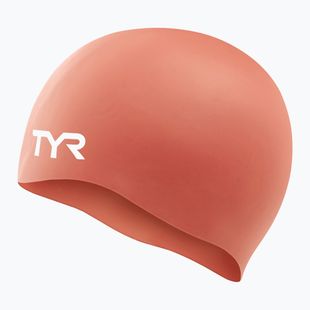 Swim cap TYR Wrinkle Free Silicone coral/white