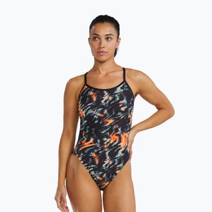 Women's one-piece swimsuit TYR Durafast Elite Validus Crosscutfit orange/aqua/black