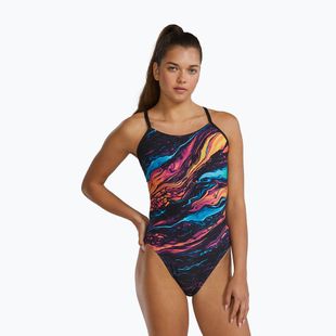 Women's one-piece swimsuit Tyr Durafast Elite Magmata Cutoutfit gold/multi/rainbow