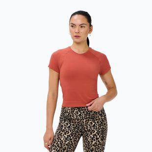 Women's yoga T-shirt Sweaty Betty Athlete Crop Seamless Workout terrazzo red