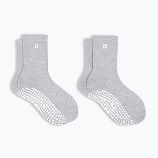 Women's socks Sweaty Betty Pilates Crew Gripper 2 pary light grey marl