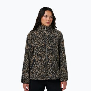 Women's sweatshirt Sweaty Betty Plush Contrast Zip Up Fleece brown ink leopard print