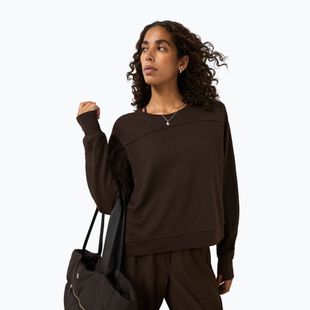 Women's sweatshirt Sweaty Betty After Class Yoke Crop espresso brown