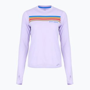 Women's Brooks Distance Graphic LS heather violet dash/stripe running shirt
