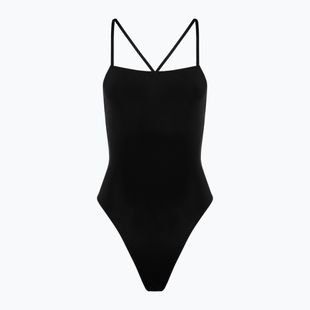 Women's Hurley Solid Square Neck Moderate One Piece Swimsuit Black