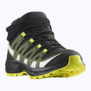 Salomon Xa Pro V8 Mid CSWP children's trekking boots black/deep lichen green/safety yellow