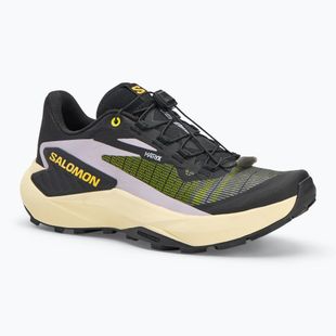 Salomon Genesis black/sulphur spring/orchid petal women's running shoes