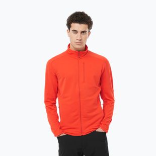 Men's Salomon Essential Lightwarm FZ trekking sweatshirt cherry tomato