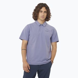 Men's Salomon Trackline Polo T-shirt blue granite