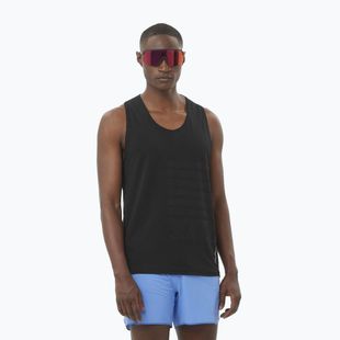 Men's running tank top Salomon Sense Aero Singlet GFX deep black